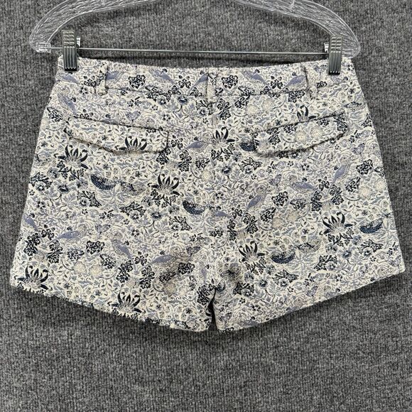 ORFEO Paris Shorts Womens S Blue Floral Tweed Mid Rise Preppy Classic Old Money - Picture 3 of 8